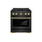 Autograph Edition 30 In. 4.2 Cu. Ft. Paramount Gas Range With 4 Burner Cooktop And Convection Gas Oven In Black Satin Stainless Steel And Champagne Bronze Accents