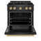 Autograph Edition 30 In. 4.2 Cu. Ft. Paramount Gas Range With 4 Burner Cooktop And Convection Gas Oven In Black Satin Stainless Steel And Champagne Bronze Accents