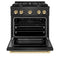 Autograph Edition 30 In. 4.2 Cu. Ft. Paramount Gas Range With 4 Burner Cooktop And Convection Gas Oven In Black Satin Stainless Steel And Polished Gold Accents