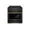 Designer Collection 30 In. 4.2 Cu. Ft. Paramount Gas Range With 4 Burner Cooktop And Convection Gas Oven In Black Satin Stainless Steel With Matte Black And Champagne Bronze Accents