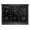 Autograph Edition 36 In. 5.2 Cu. Ft. Paramount Gas Range With 6 Burner Cooktop And Convection Gas Oven In Black Satin Stainless Steel And Champagne Bronze Accents