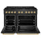 Autograph Edition 48 In. 6.7 Cu. Ft. Paramount Double Oven Gas Range With 8 Burner Cooktop In Black Satin Stainless Steel And Champagne Bronze Accents
