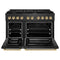Autograph Edition 48 In. 6.7 Cu. Ft. Paramount Double Oven Gas Range With 8 Burner Cooktop In Black Satin Stainless Steel And Polished Gold Accents
