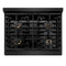 Autograph Edition 30 In. 4.2 Cu. Ft. Paramount Gas Range With 4 Burner Cooktop And Convection Gas Oven In Black Stainless Steel And Champagne Bronze Accents