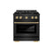 Autograph Edition 30 In. 4.2 Cu. Ft. Paramount Gas Range With 4 Burner Cooktop And Convection Gas Oven In Black Stainless Steel And Champagne Bronze Accents