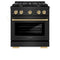 Autograph Edition 30 In. 4.2 Cu. Ft. Paramount Gas Range With 4 Burner Cooktop And Convection Gas Oven In Black Stainless Steel And Champagne Bronze Accents