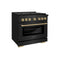 Autograph Edition 36 In. 5.2 Cu. Ft. Paramount Gas Range With 6 Burner Cooktop And Convection Gas Oven In Black Stainless Steel And Champagne Bronze Accents