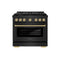 Autograph Edition 36 In. 5.2 Cu. Ft. Paramount Gas Range With 6 Burner Cooktop And Convection Gas Oven In Black Stainless Steel And Champagne Bronze Accents