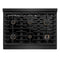 Autograph Edition 36 In. 5.2 Cu. Ft. Paramount Gas Range With 6 Burner Cooktop And Convection Gas Oven In Black Stainless Steel And Champagne Bronze Accents