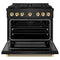 Autograph Edition 36 In. 5.2 Cu. Ft. Paramount Gas Range With 6 Burner Cooktop And Convection Gas Oven In Black Stainless Steel With Polished Gold Helix Handle And Knob Accents