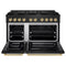 Autograph Edition 48 In. 6.7 Cu. Ft. Paramount Double Oven Gas Range With 8 Burner Cooktop In Black Stainless Steel And Champagne Bronze Accents
