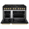 Autograph Edition 48 In. 6.7 Cu. Ft. Paramount Double Oven Gas Range With 8 Burner Cooktop In Black Stainless Steel And Champagne Bronze Accents