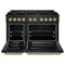 Autograph Edition 48 In. 6.7 Cu. Ft. Paramount Double Oven Gas Range With 8 Burner Cooktop In Black Stainless Steel And Champagne Bronze Helix Handles And Knob Accents