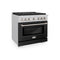 36 In. 5.2 Cu. Ft. Paramount Gas Range With 6 Burner Cooktop And Convection Gas Oven In Satin Stainless Steel With Black Matte Door