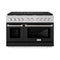 48 In. 6.7 Cu. Ft. Paramount Double Oven Gas Range With 8 Burner Cooktop In Satin Stainless Steel With Black Matte Doors
