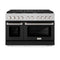 48 In. 6.7 Cu. Ft. Paramount Double Oven Gas Range With 8 Burner Cooktop In Satin Stainless Steel With Black Matte Doors