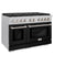 48 In. 6.7 Cu. Ft. Paramount Double Oven Gas Range With 8 Burner Cooktop In Satin Stainless Steel With Black Matte Doors