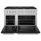 48 In. 6.7 Cu. Ft. Paramount Double Oven Gas Range With 8 Burner Cooktop In Satin Stainless Steel With Black Matte Doors