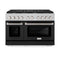 48 In. 6.7 Cu. Ft. Paramount Double Oven Gas Range With 8 Burner Cooktop In Satin Stainless Steel With Black Matte Doors