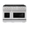 48 In. 6.7 Cu. Ft. Paramount Double Oven Gas Range In Satin Stainless Steel With 8 Brass Burners