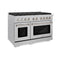 48 In. 6.7 Cu. Ft. Paramount Double Oven Gas Range In Satin Stainless Steel With 8 Brass Burners