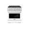 30 In. 4.2 Cu. Ft. Paramount Gas Range With 4 Burner Cooktop And Convection Gas Oven In Satin Stainless Steel With White Matte Door
