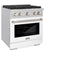 30 In. 4.2 Cu. Ft. Paramount Gas Range With 4 Burner Cooktop And Convection Gas Oven In Satin Stainless Steel With White Matte Door