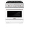 30 In. 4.2 Cu. Ft. Paramount Gas Range With 4 Burner Cooktop And Convection Gas Oven In Satin Stainless Steel With White Matte Door