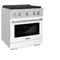 30 In. 4.2 Cu. Ft. Paramount Gas Range With 4 Burner Cooktop And Convection Gas Oven In Satin Stainless Steel With White Matte Door