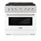36 In. 5.2 Cu. Ft. Paramount Gas Range With 6 Burner Cooktop And Convection Gas Oven In Satin Stainless Steel With White Matte Door