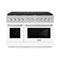 48 In. 6.7 Cu. Ft. Paramount Double Oven Gas Range With 8 Burner Cooktop In Satin Stainless Steel With White Matte Doors