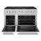 48 In. 6.7 Cu. Ft. Paramount Double Oven Gas Range With 8 Burner Cooktop In Satin Stainless Steel With White Matte Doors