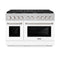 48 In. 6.7 Cu. Ft. Paramount Double Oven Gas Range With 8 Burner Cooktop In Satin Stainless Steel With White Matte Doors