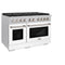 48 In. 6.7 Cu. Ft. Paramount Double Oven Gas Range With 8 Burner Cooktop In Satin Stainless Steel With White Matte Doors