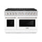 48 In. 6.7 Cu. Ft. Paramount Double Oven Gas Range With 8 Burner Cooktop In Satin Stainless Steel With White Matte Doors
