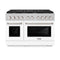 48 In. 6.7 Cu. Ft. Paramount Double Oven Gas Range With 8 Burner Cooktop In Satin Stainless Steel With White Matte Doors