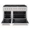 48 In. 6.7 Cu. Ft. Paramount Double Oven Gas Range With 8 Burner Cooktop In Satin Stainless Steel With White Matte Doors