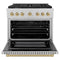 Autograph Edition 36 In. 5.2 Cu. Ft. Paramount Gas Range With 6 Burner Cooktop And Convection Gas Oven In Satin Stainless Steel And Champagne Bronze Accents