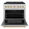 Autograph Edition 36 In. 5.2 Cu. Ft. Paramount Gas Range With 6 Burner Cooktop And Convection Gas Oven In Satin Stainless Steel And Polished Gold Accents