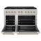 Autograph Edition 48 In. 6.7 Cu. Ft. Paramount Double Oven Gas Range With 8 Burner Cooktop In Satin Stainless Steel And Champagne Bronze Accents