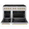 Autograph Edition 48 In. 6.7 Cu. Ft. Paramount Double Oven Gas Range With 8 Burner Cooktop In Satin Stainless Steel And Champagne Bronze Accents