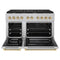Autograph Edition 48 In. 6.7 Cu. Ft. Paramount Double Oven Gas Range With 8 Burner Cooktop In Satin Stainless Steel And Polished Gold Accents