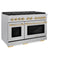 Autograph Edition 48 In. 6.7 Cu. Ft. Paramount Double Oven Gas Range With 8 Burner Cooktop In Satin Stainless Steel And Polished Gold Accents