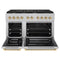 Autograph Edition 48 In. 6.7 Cu. Ft. Paramount Double Oven Gas Range With 8 Burner Cooktop In Satin Stainless Steel And Polished Gold Accents