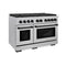 Autograph Edition 48 In. 6.7 Cu. Ft. Paramount Double Oven Gas Range With 8 Burner Cooktop In Satin Stainless Steel And Matte Black Accents