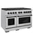 Autograph Edition 48 In. 6.7 Cu. Ft. Paramount Double Oven Gas Range With 8 Burner Cooktop In Satin Stainless Steel And Matte Black Accents