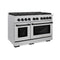 Autograph Edition 48 In. 6.7 Cu. Ft. Paramount Double Oven Gas Range With 8 Burner Cooktop In Satin Stainless Steel And Matte Black Accents