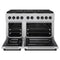 Autograph Edition 48 In. 6.7 Cu. Ft. Paramount Double Oven Gas Range With 8 Burner Cooktop In Satin Stainless Steel And Matte Black Accents