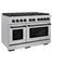Autograph Edition 48 In. 6.7 Cu. Ft. Paramount Double Oven Gas Range With 8 Burner Cooktop In Satin Stainless Steel And Matte Black Accents