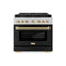 Autograph Edition 36 In. 5.2 Cu. Ft. Paramount Gas Range With 6 Burner Cooktop And Convection Gas Oven In Satin Stainless Steel With Black Matte Door And Champagne Bronze Accents